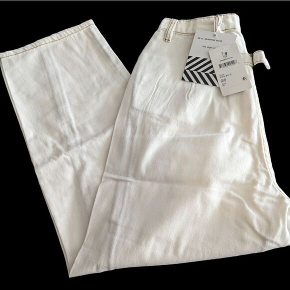 Free People Sandrine‎ Rose white denim wide leg cropped jeans size 26